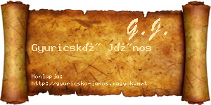 Gyuricskó János névjegykártya